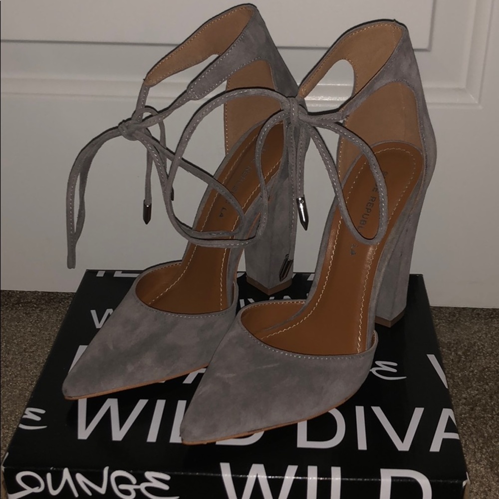 Grey Suede Heels